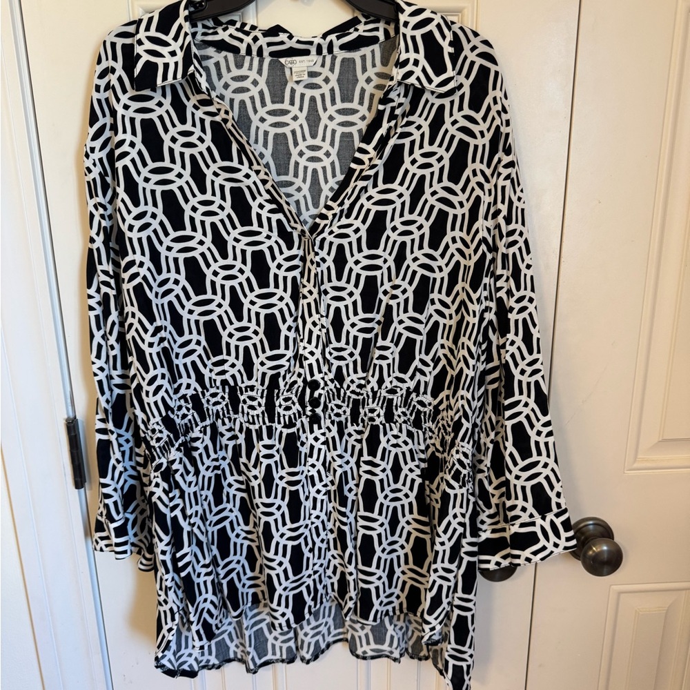 Cato Black & White Career Blouse 22/24
